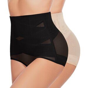 Women's Nude Black Waisted Tummy Control Shaper Underwear Seamless Shapewear